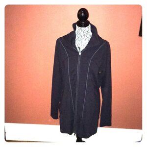 Athleta spandex long jacket. Black w hood. XL